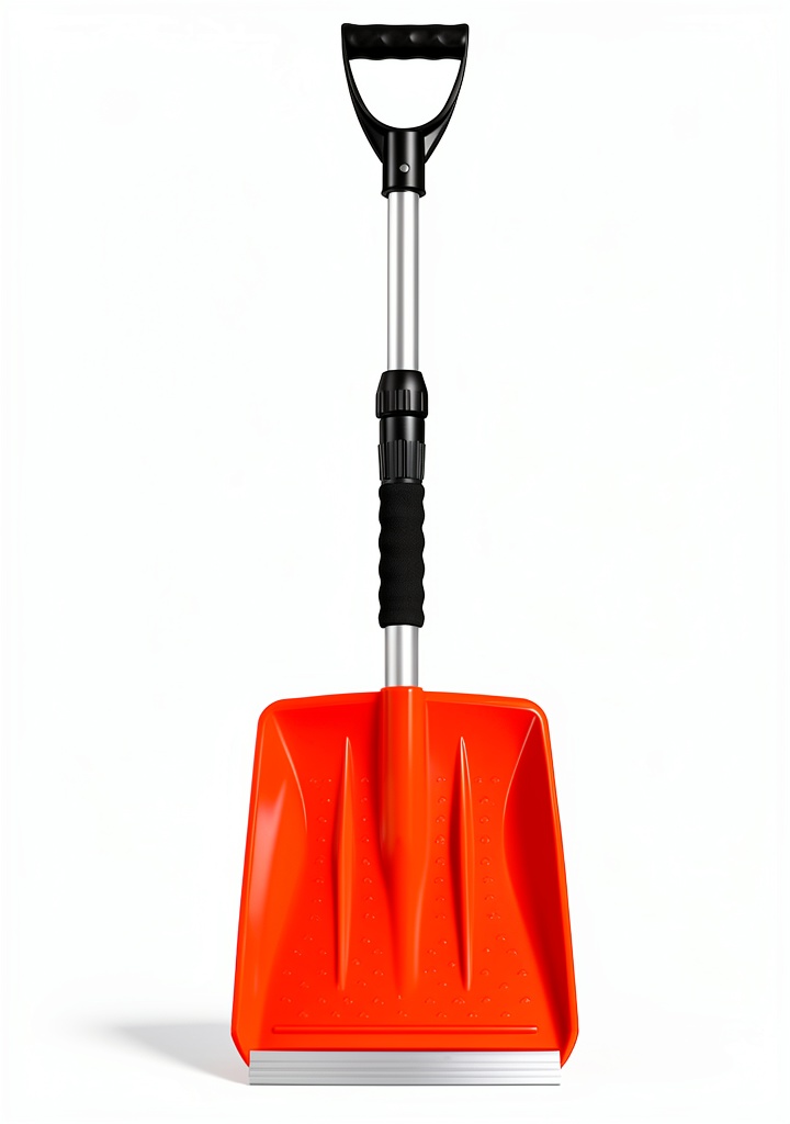 Child using adjustable OPELETNNT snow shovel on a driveway
