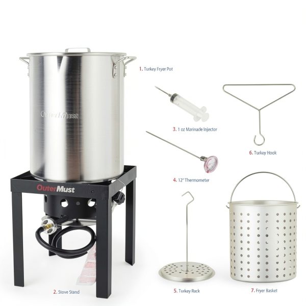 30 QT Turkey Fryer Set OuterMust 50,000 BTU Aluminum Pot with Basket-3