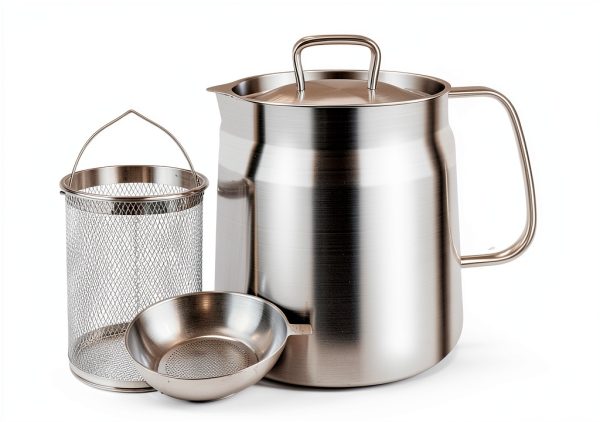 68oz Deep Fryer Pot by Abnaok 304 Stainless Steel Oil Filter Basket-0