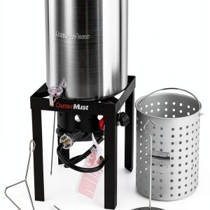 30 QT Turkey Fryer Set OuterMust 50,000 BTU Aluminum Pot with Basket-0
