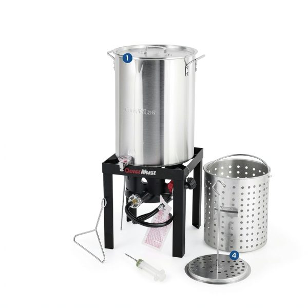 30 QT Turkey Fryer Set OuterMust 50,000 BTU Aluminum Pot with Basket-6