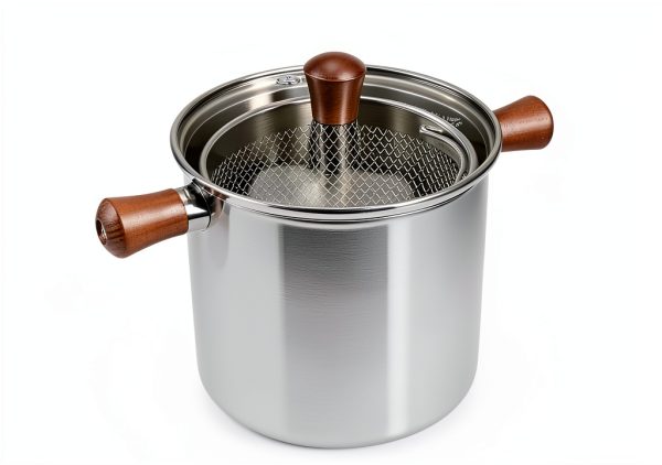 Small Deep Oil Fryer Pot PAMISO 68oz 304 Stainless Steel Glass Lid-6