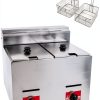 Gas Fryer TdiriNar 2×5.3QT Propane Double Cylinder Steel-4
