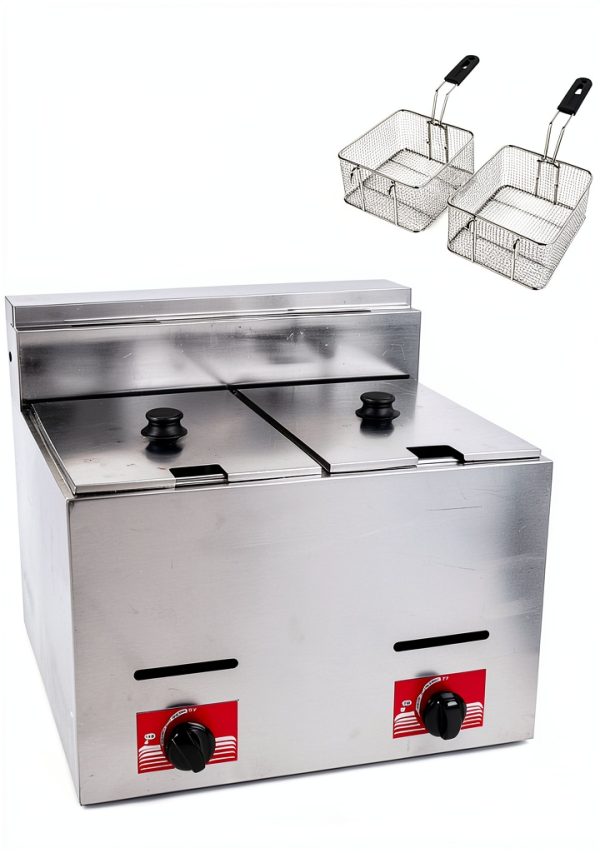 Gas Fryer TdiriNar 2×5.3QT Propane Double Cylinder Steel-4
