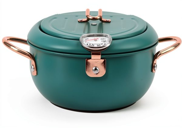 Deep Fryer Pot 304 Steel with Thermometer – Aqur2020 Deep Green-2