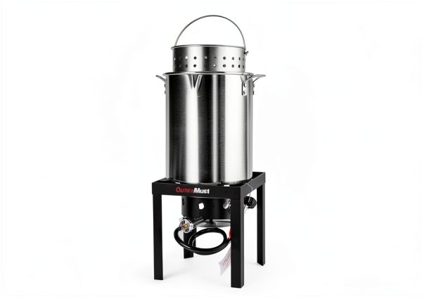 30 QT Turkey Fryer Set OuterMust 50,000 BTU Aluminum Pot with Basket-1