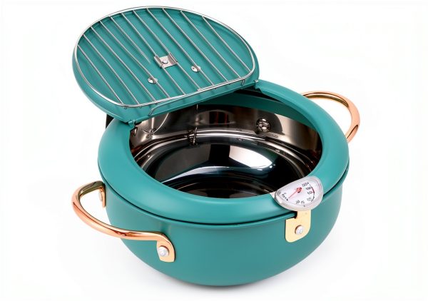 Deep Fryer Pot 304 Steel with Thermometer – Aqur2020 Deep Green-8
