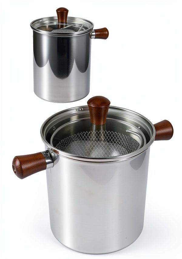 Small Deep Oil Fryer Pot PAMISO 68oz 304 Stainless Steel Glass Lid-4
