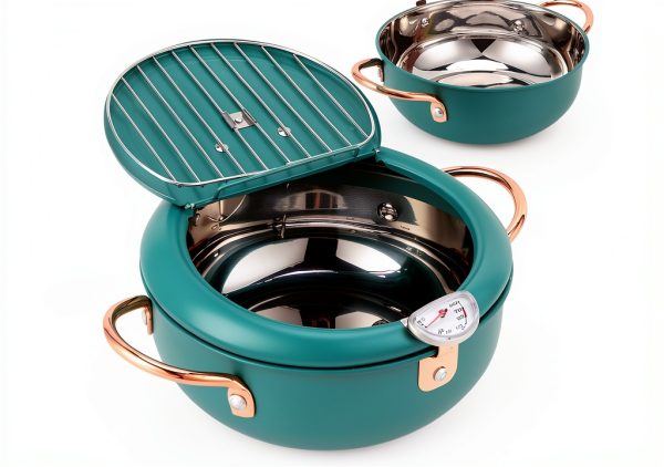 Deep Fryer Pot 304 Steel with Thermometer – Aqur2020 Deep Green-1