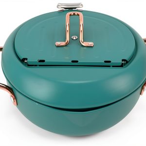 Deep Fryer Pot 304 Steel with Thermometer – Aqur2020 Deep Green-0