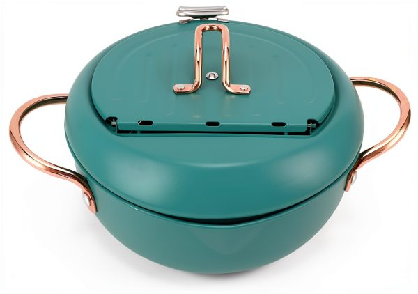 Deep Fryer Pot 304 Steel with Thermometer – Aqur2020 Deep Green-0