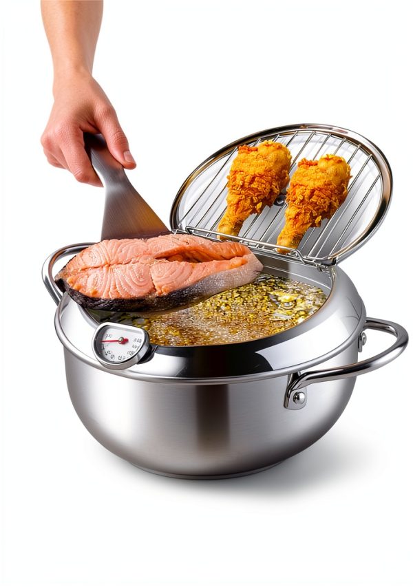 304 Stainless Steel Frying Pot ASDFB 11" 2.2L Deep Fryer Temp Control-4