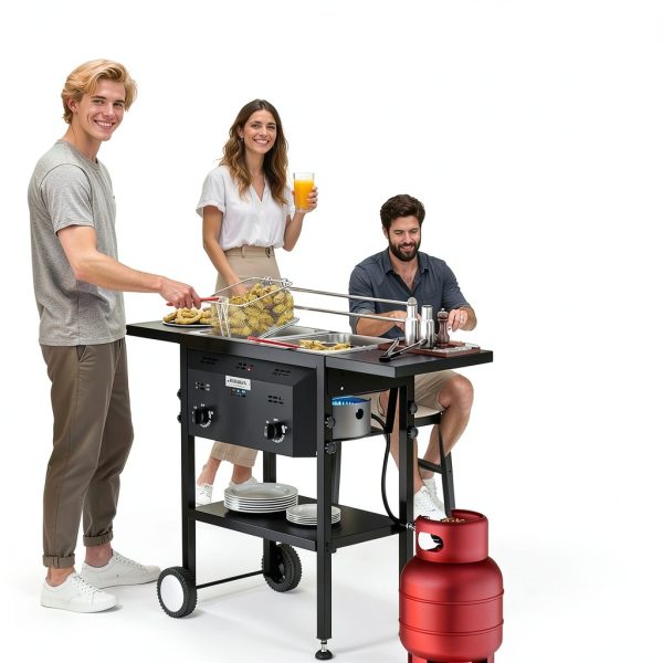 Outdoor Fryer Bonnlo Dual 8QT Tanks 24,000 BTU Propane Deep Fryer-6