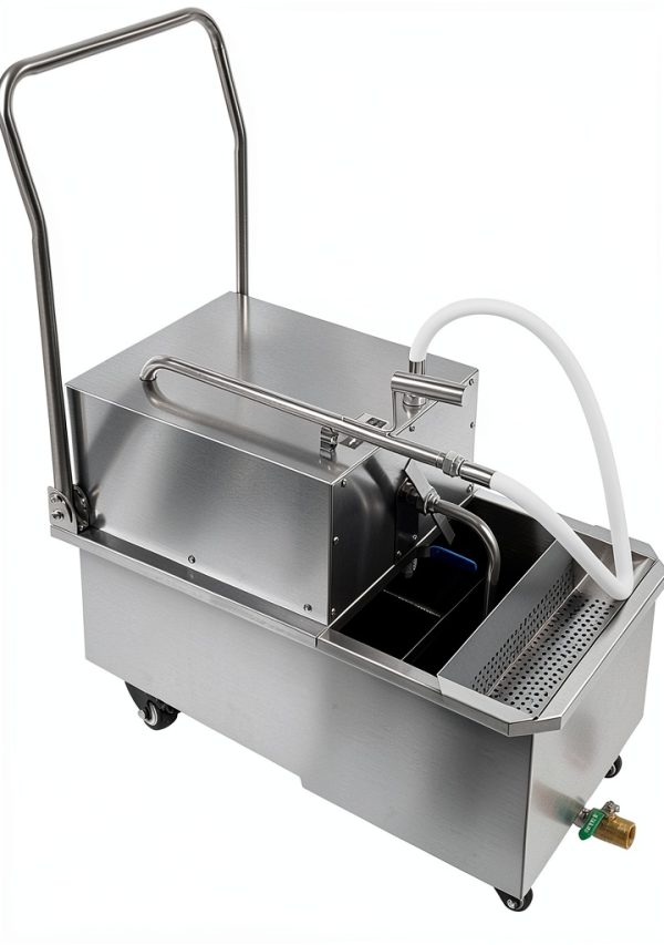 55 L /14.5 Gal Commercial Mobile Fryer Filter Machine 550W Restaurant Oil Filter Machine Mobile Fryer Oil Filter Machine with Filter Papers Fryer Oil Filter Cart for Supermarket, Restaurant-0