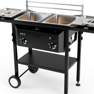 Outdoor Fryer Bonnlo Dual 8QT Tanks 24,000 BTU Propane Deep Fryer-0