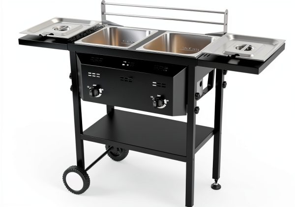 Outdoor Fryer Bonnlo Dual 8QT Tanks 24,000 BTU Propane Deep Fryer-0