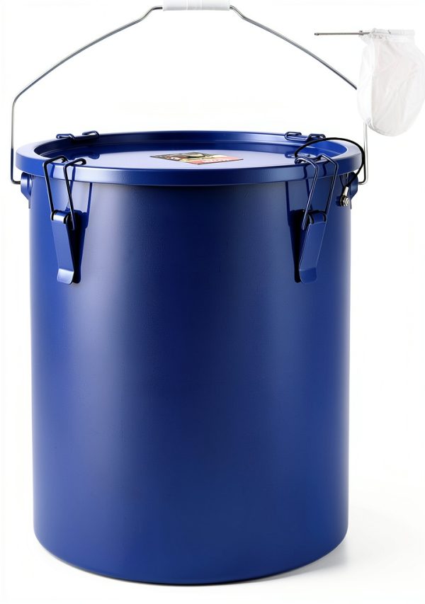 VEVOR Fryer Grease Bucket 6 Gallon Steel Caddy Rust‑Proof Blue-0